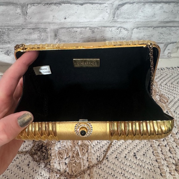 Nordstrom Gold Clutch Elegant Evening Accessory - Picture 6 of 12